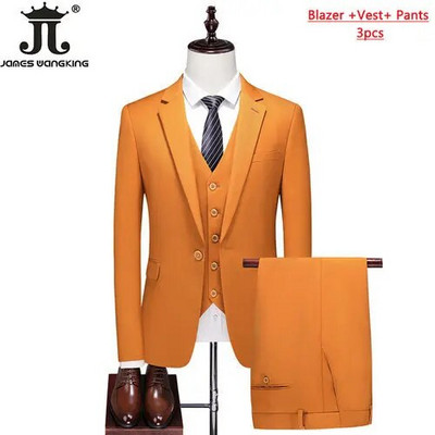 S- 6XL Dupla szellőző férfi öltöny 3 db (kabát+mellény+nadrág) Szociális ruha Vőlegény esküvői ruha Vékony parti szmoking formális üzleti öltöny