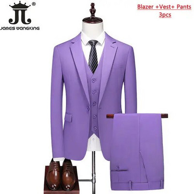 S- 6XL Dupla szellőző férfi öltöny 3 db (kabát+mellény+nadrág) Szociális ruha Vőlegény esküvői ruha Vékony parti szmoking formális üzleti öltöny