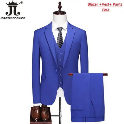 S- 6XL Dupla szellőző férfi öltöny 3 db (kabát+mellény+nadrág) Szociális ruha Vőlegény esküvői ruha Vékony parti szmoking formális üzleti öltöny