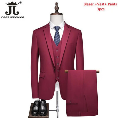 S- 6XL Dupla szellőző férfi öltöny 3 db (kabát+mellény+nadrág) Szociális ruha Vőlegény esküvői ruha Vékony parti szmoking formális üzleti öltöny