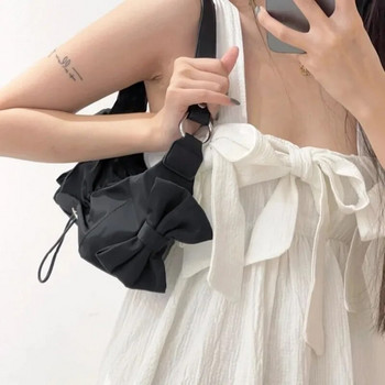 Найлонови чанти за през рамо Дамски прост дизайн с лък Момичешки мини чанти за подмишниците Мода Hotsweet Chic Пътуване Студентки Лято