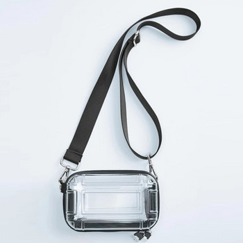 Лятна PVC прозрачна чанта през рамо за жени Едноцветна дамска чанта с цип през рамо Плажна чанта с широки презрамки
