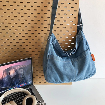 Дамска дънкова чанта Messenger с голям капацитет Ретро ръчна чанта Ежедневна чанта през рамо през рамо Чанта за през рамо Чанта за пътуване