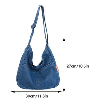 Дамска дънкова чанта Messenger с голям капацитет Ретро ръчна чанта Ежедневна чанта през рамо през рамо Чанта за през рамо Чанта за пътуване