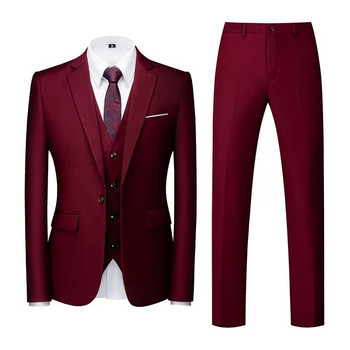 Κομψό ολόσωμο κοστούμι M-6XL (Σακάκι+Γιλέκο+Παντελόνι) Επίσημο ανδρικό επαγγελματικό κοστούμι υψηλής ποιότητας 3 τεμαχίων Νυφικό μονόχρωμο κοστούμι γαμπρού