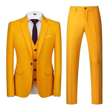 Κομψό ολόσωμο κοστούμι M-6XL (Σακάκι+Γιλέκο+Παντελόνι) Επίσημο ανδρικό επαγγελματικό κοστούμι υψηλής ποιότητας 3 τεμαχίων Νυφικό μονόχρωμο κοστούμι γαμπρού