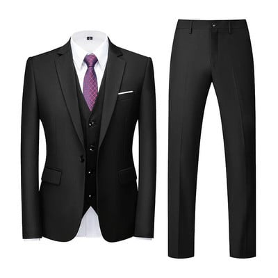 Elegantno kompletno odijelo M-6XL (jakna+prsluk+hlače)Formalno poslovno muško odijelo vrhunske marke Jednobojno jednobojno odijelo za mladoženju