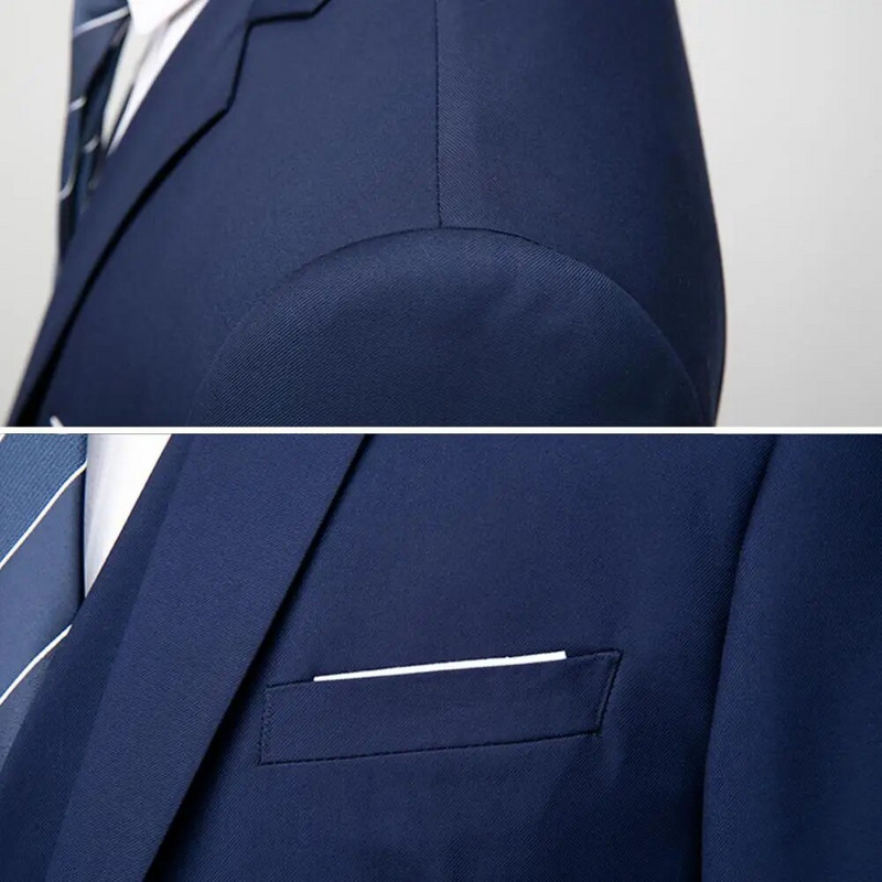 1 set muškog odijela, prsluk, kaput, hlače, formalno poslovno vjenčanje za mladoženju, dugih rukava, uzak kroj, jakna, hlače