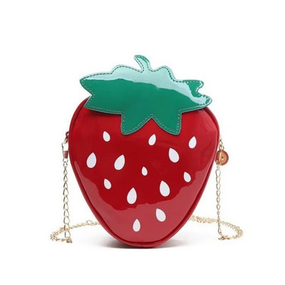 Дамска чанта през рамо с лична модна сладка карикатура с верижка ягоди от PU кожа