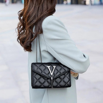 Елегантна малка квадратна дамска чанта Lingge, нова модна чанта с пискюл, декоративна верига, едно рамо, чанта през рамо, модерна чанта през рамо,