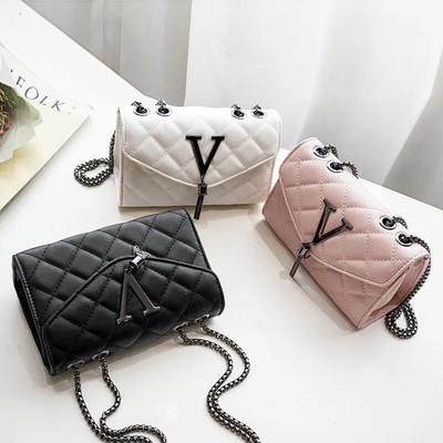 Elegantne Lingge naiste väike kandiline kott Uus moodne tutt Dekoratiivne kett Ühe õlakott Trendikas Crossbody kott