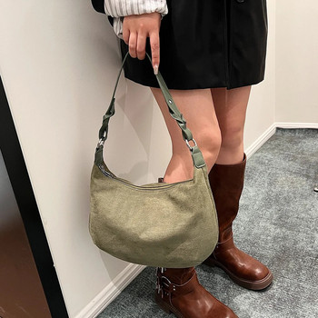 Висококачествена дамска есенно-зимна ретро чанта с голям капацитет Маркова дизайнерска дамска чанта-скитник Чанта-кофа през рамо от изкуствен велур