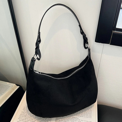 Kiváló minőségű női őszi, téli retro nagy kapacitású táska márkatervező női hobo táska Faux velúr válltáska