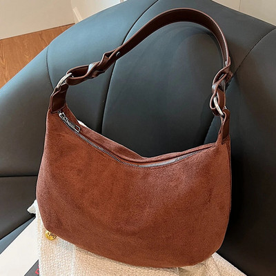 Kiváló minőségű női őszi, téli retro nagy kapacitású táska márkatervező női hobo táska Faux velúr válltáska