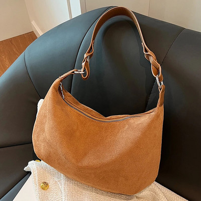 Kiváló minőségű női őszi, téli retro nagy kapacitású táska márkatervező női hobo táska Faux velúr válltáska