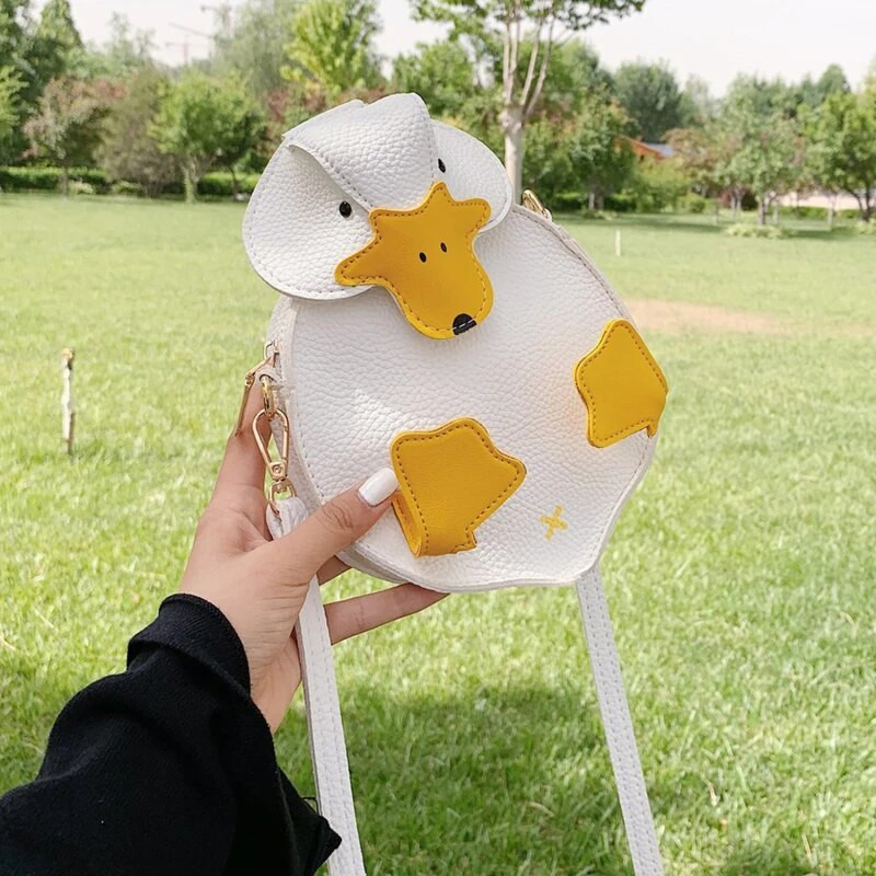 Női kacsa alakú táska kontraszt színű kereszttestű női puha PU bőr válltáska lányoknak aranyos rajzfilm kacsa kézitáskák és pénztárca