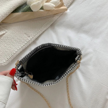 Дамски чанти с кристали Bling Дамски чанти за през рамо Дамска чанта с верига с малък диамантен дизайн Луксозна квадратна чанта през рамо Портмоне