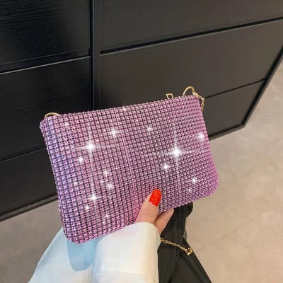 Ženske torbe sa kamenčićima Bling Ženske torbe na rame Mali dijamantni dizajn Lančana torbica Luksuzna četvrtasta torba preko ramena Torbica