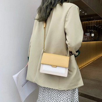 Контрастни кожени чанти през рамо за жени Нова пътна чанта през рамо Модна проста чанта през рамо Дамска чанта с капак Дамска чанта