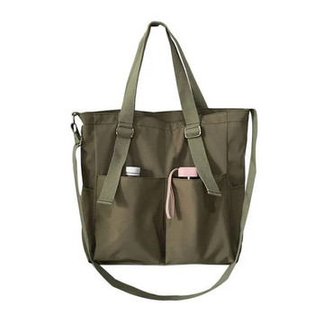 Дамска чанта Shopper Прости модни дамски чанти с цип Найлонови водоустойчиви плътни чанти през рамо с голям капацитет за жени