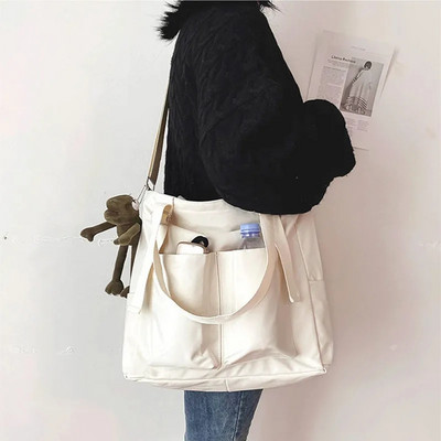 Дамска чанта Shopper Прости модни дамски чанти с цип Найлонови водоустойчиви плътни чанти през рамо с голям капацитет за жени