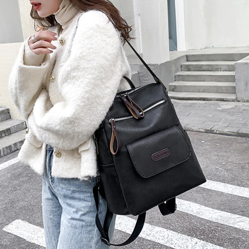 Apsaugos nuo vagystės odinė kuprinė moteriška senovinė pečių krepšys moterims didelės talpos kelioninė kuprinė mokykliniai krepšiai mergaitėms Mochila Feminina