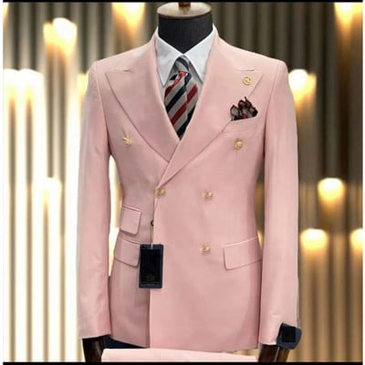 Pametna muška odijela s dvostrukim kopčanjem Slim Fit Party Prom 2 komada Vjenčani smokingi za kumove Mladoženja Poslovni sako Hlače Kostim Homme