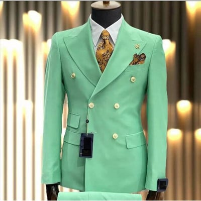 Pametna muška odijela s dvostrukim kopčanjem Slim Fit Party Prom 2 komada Vjenčani smokingi za kumove Mladoženja Poslovni sako Hlače Kostim Homme