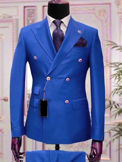 Pametna muška odijela s dvostrukim kopčanjem Slim Fit Party Prom 2 komada Vjenčani smokingi za kumove Mladoženja Poslovni sako Hlače Kostim Homme