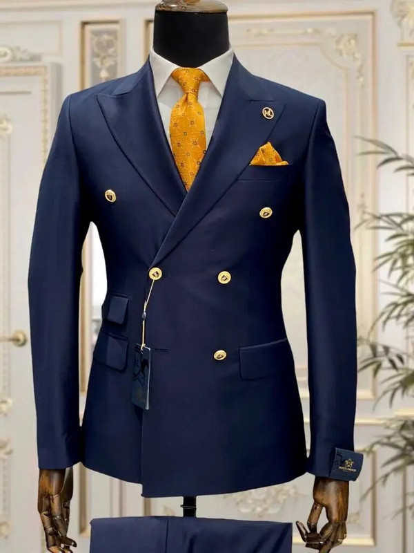 Pametna muška odijela s dvostrukim kopčanjem Slim Fit Party Prom 2 komada Vjenčani smokingi za kumove Mladoženja Poslovni sako Hlače Kostim Homme