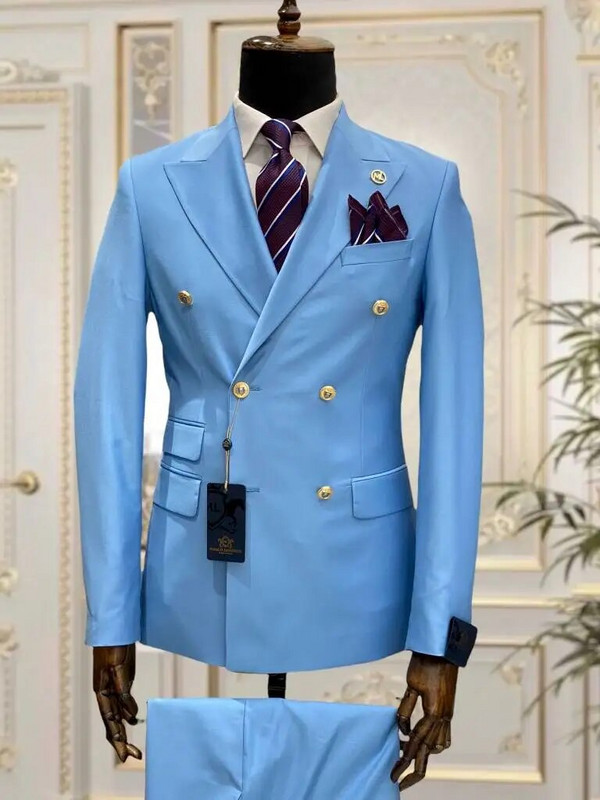 Pametna muška odijela s dvostrukim kopčanjem Slim Fit Party Prom 2 komada Vjenčani smokingi za kumove Mladoženja Poslovni sako Hlače Kostim Homme