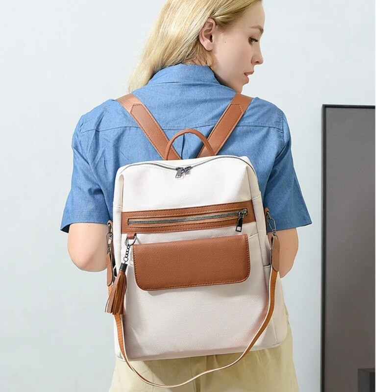Női PU bőr hátizsák Utazás Lopásgátló hátizsák Diáklány Alkalmi nagy kapacitású iskolai könyves táska munkához Főiskola Naponta