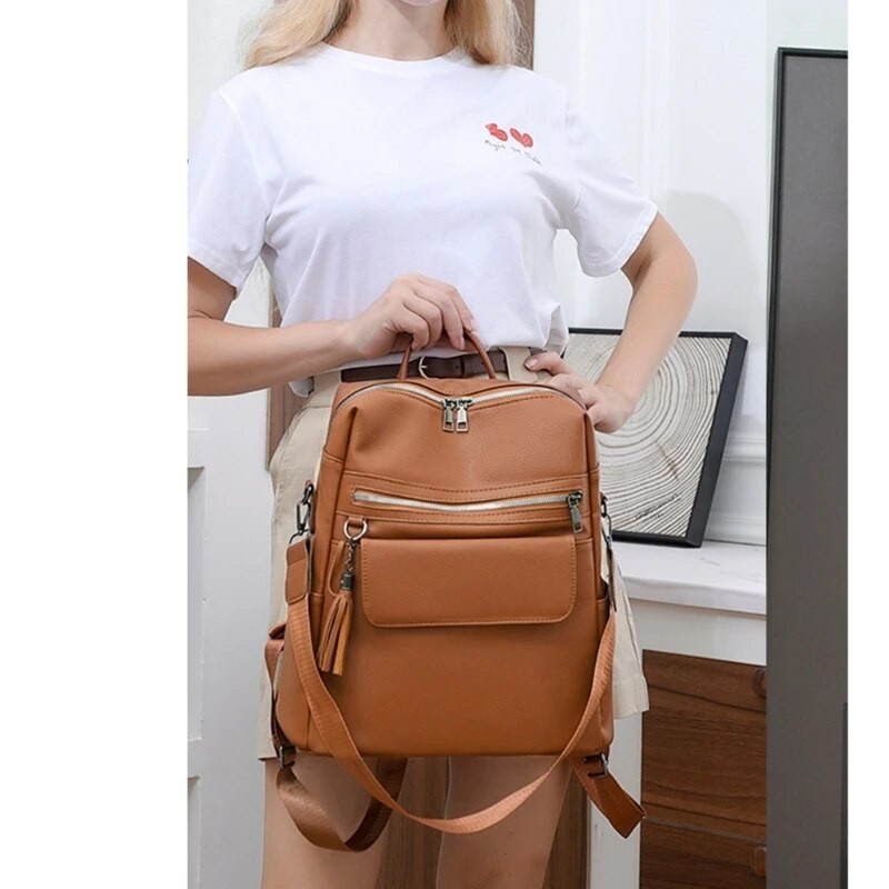 Női PU bőr hátizsák Utazás Lopásgátló hátizsák Diáklány Alkalmi nagy kapacitású iskolai könyves táska munkához Főiskola Naponta