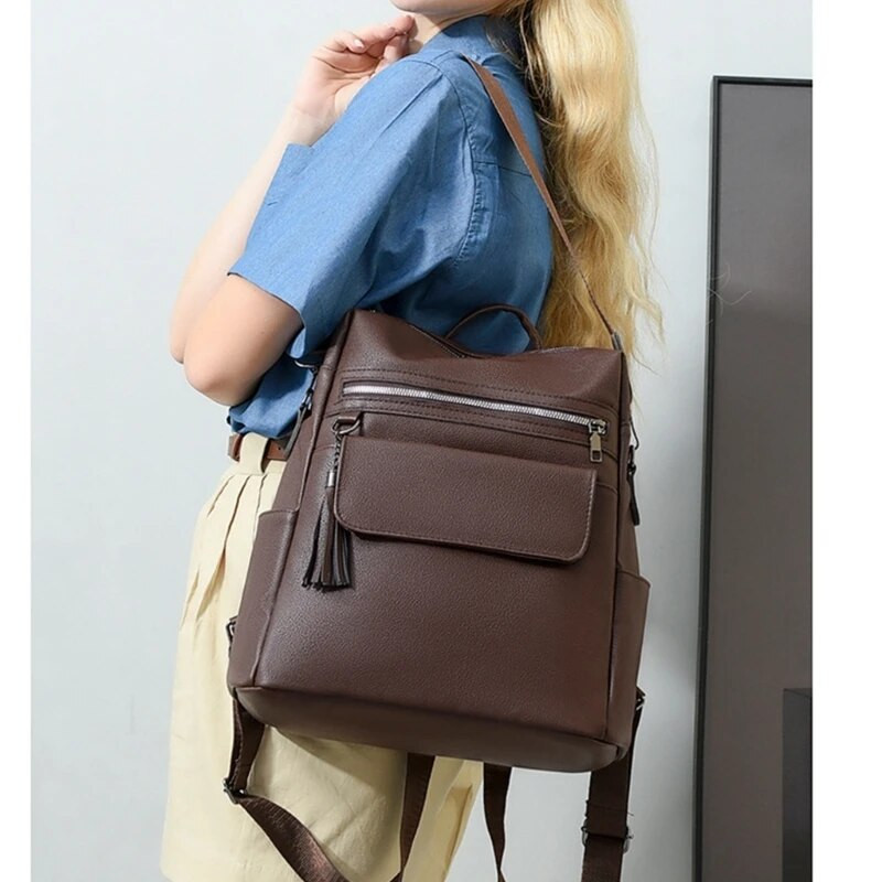Női PU bőr hátizsák Utazás Lopásgátló hátizsák Diáklány Alkalmi nagy kapacitású iskolai könyves táska munkához Főiskola Naponta