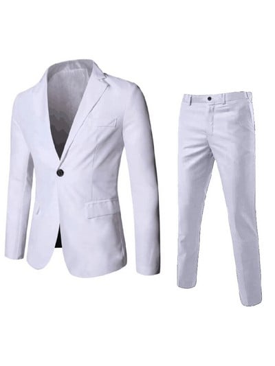 Karjera Vyriškas kostiumas Striukės komplektas Nuleidžiama apykakle Plonas vyriškas švarkas Kostiumai Rudens korėjietiška solidi elegantiška karjeros vestuvinė vyriška apranga