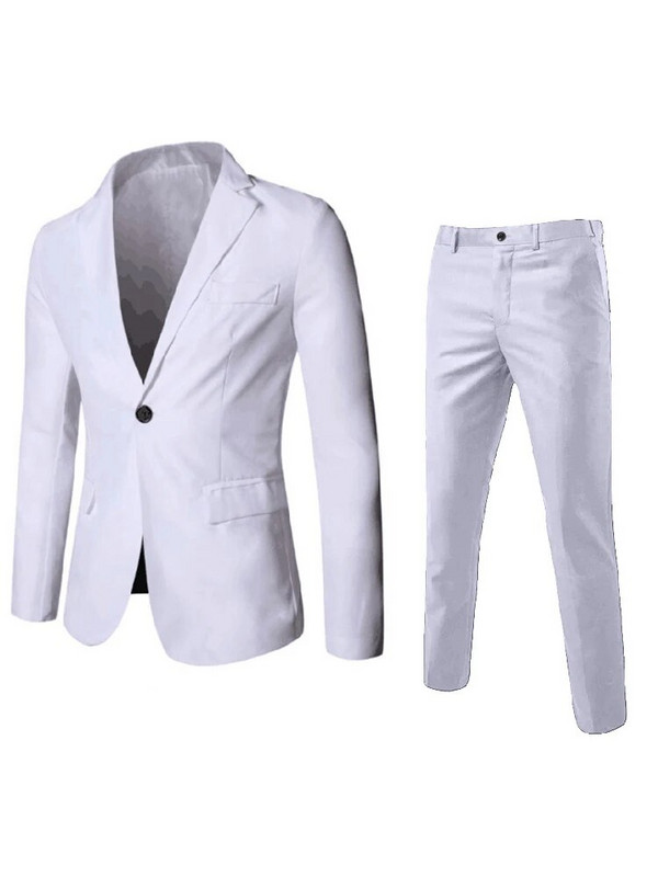 Karjera Vyriškas kostiumas Striukės komplektas Nuleidžiama apykakle Plonas vyriškas švarkas Kostiumai Rudens korėjietiška solidi elegantiška karjeros vestuvinė vyriška apranga