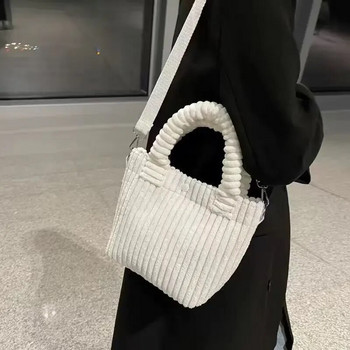 Модна дамска чанта от рипсено кадифе Тенденция за 2023 г. Нови чанти Ниша Универсални чанти през рамо Кофа Дамски чанти през рамо с найлонови копчета