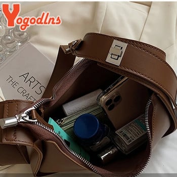 Yogodlns Vintage Half-moon чанта през рамо за жени Мека кожена чанта под мишниците Нова чанта през рамо на луксозни марки чанта под мишниците