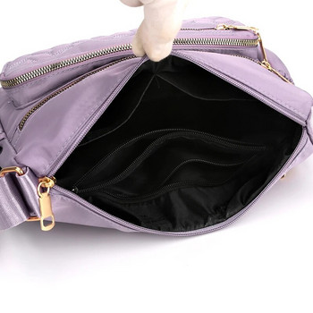 Нова дамска найлонова бродирана чанта през рамо с кръстосано тяло, многослойна проста чанта за майка на средна възраст с надпис с голям капацитет