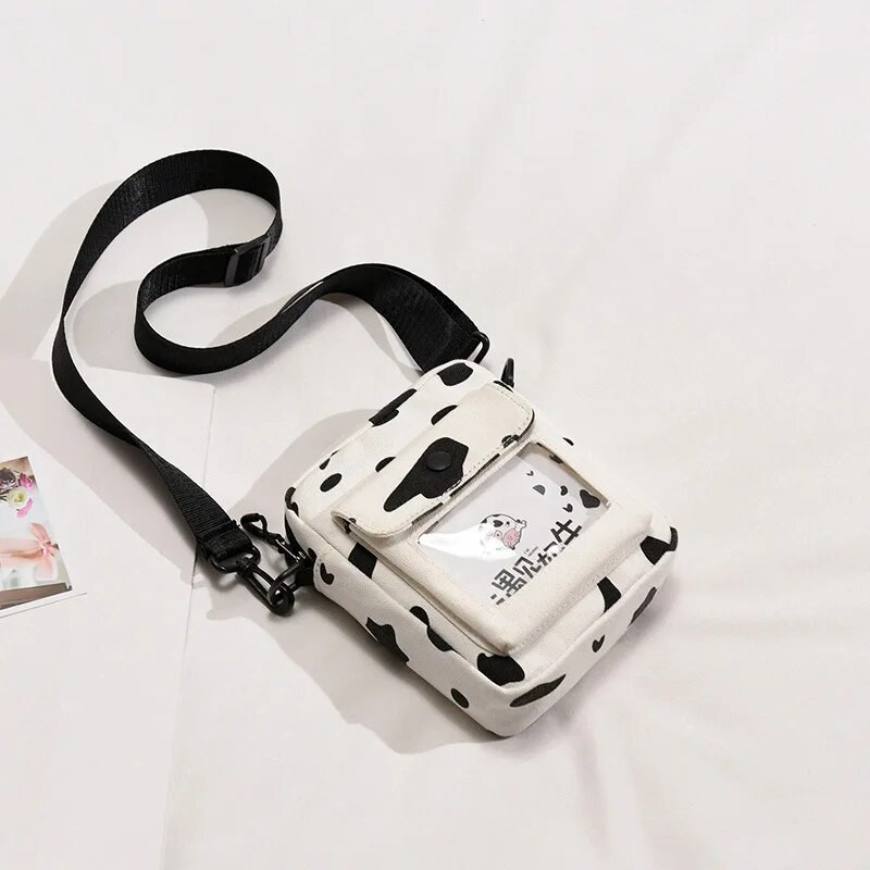 Mini torba na rame preko ramena za žene 2023. Kawaii slatka krava od platna za studentice Mala messenger korejska modna torba za telefon Torbice