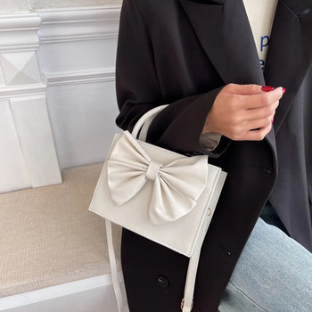 Чанти за жени Дамски чанти с панделка Чанта през рамо през рамо Дамска кожена нова корейска мода Нова черна и бяла чанта за момичета Портмоне