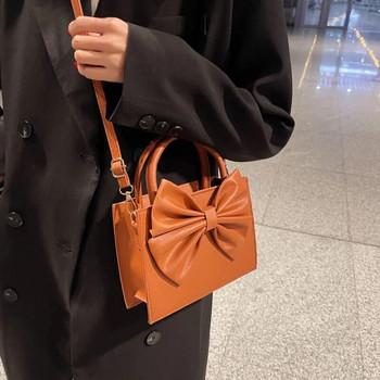 Чанти за жени Дамски чанти с панделка Чанта през рамо през рамо Дамска кожена нова корейска мода Нова черна и бяла чанта за момичета Портмоне