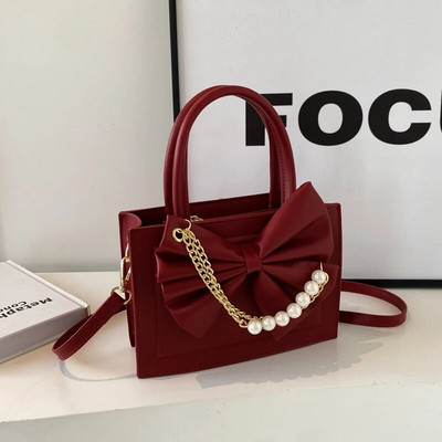 Дизайнерски вериги с мъниста Дамски чанти с горна дръжка Леки луксозни трендови Pu чанти през тялото за жени Мода за 2024 г. Bolsas Femininas