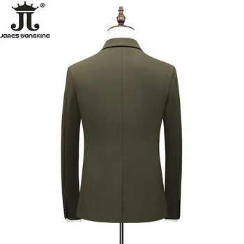 7 Χρώματα ( Blazer + Γιλέκο + Παντελόνι) Πολυτελές μονόχρωμο επίσημο ανδρικό κοστούμι τριών κομματιών γαμπρού πολυτελείας