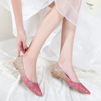 Μόδα Γυναικεία Flat Παπούτσια Μπαλέτου Bling Μυτερά παπούτσια Flats Κομψά άνετα Lady Shiny Flat Παπούτσια Νυφικά παπούτσια μεγέθους 31-45