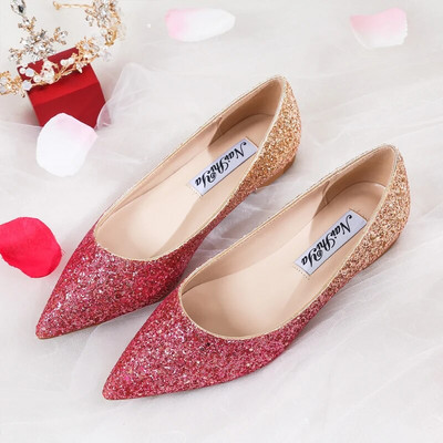 Modne ženske ravne baletne cipele Bling cipele sa šiljatim prstima Elegantne udobne ženske sjajne ravne cipele Vjenčane cipele veličina 31-45
