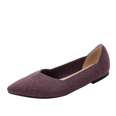 γυναικεία φλατ παπούτσια μεγάλα 42 / 43 επάνω αναπνεύσιμη πλεκτή σόλα αντιολισθητικό ελαστικό υλικό μυτερά παπούτσια άνοιξη / καλοκαίρι2024 νέο