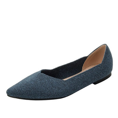 γυναικεία φλατ παπούτσια μεγάλα 42 / 43 επάνω αναπνεύσιμη πλεκτή σόλα αντιολισθητικό ελαστικό υλικό μυτερά παπούτσια άνοιξη / καλοκαίρι2024 νέο