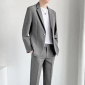 S-5XL Visokokvalitetno muško odijelo Gospoda Jednostavna poslovna ležerna odijela Komplet od 2 komada Klasična jednobojna jakna Blazer Hlače