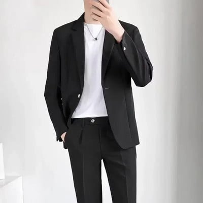 S-5XL Visokokvalitetno muško odijelo Gospoda Jednostavna poslovna ležerna odijela Komplet od 2 komada Klasična jednobojna jakna Blazer Hlače